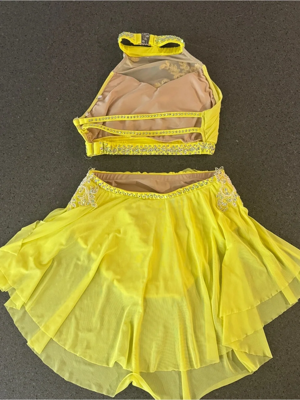 Yellow Embellished Two-Piece Dance Costume
